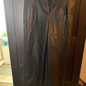 J. Crew Black Faux Leather Essential Straight Trousers